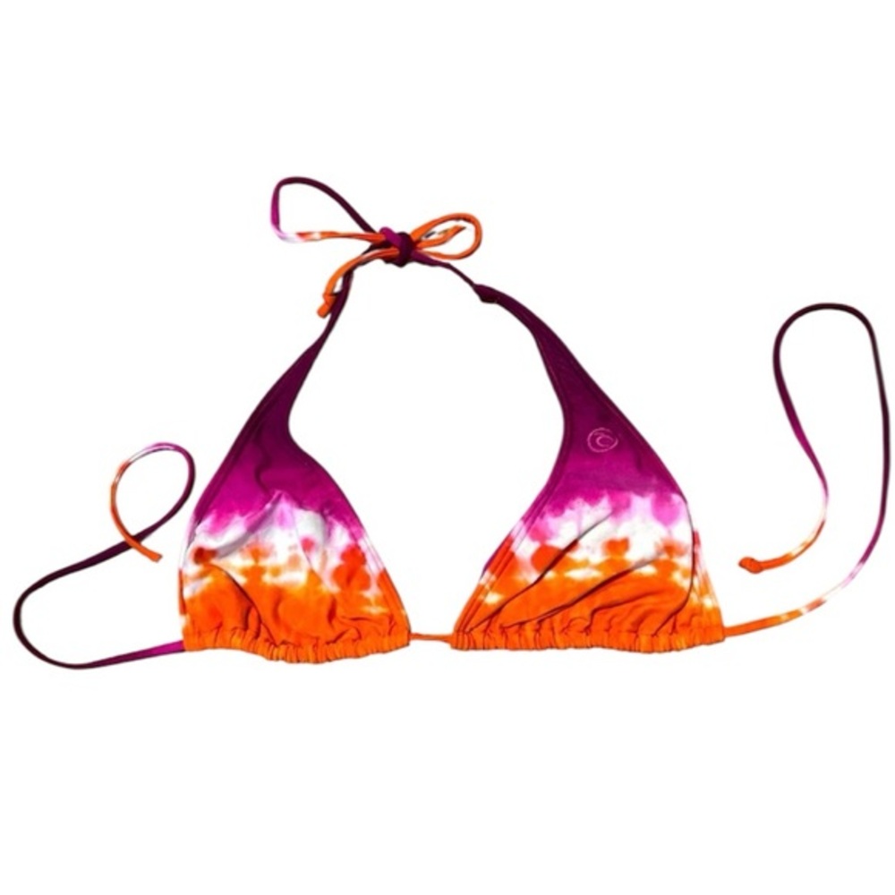 RipCurl bikini top, size Medium, purple and orange tie-dye